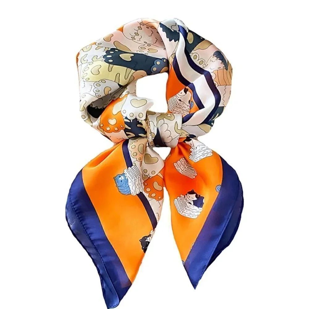 Cat Print Silky Scarf 